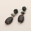 Fashnzfab Resin Pebble Link Drop Earrings - Dark Brown In Brown