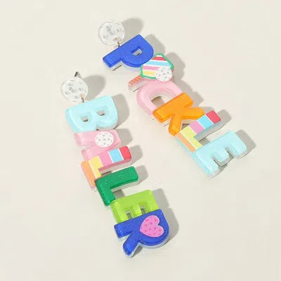 Fashnzfab Resin Pickle Baller Message Dangle Earrings In Multi