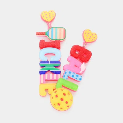 Fashnzfab Resin Pickleball Message Dangle Earrings In Multi