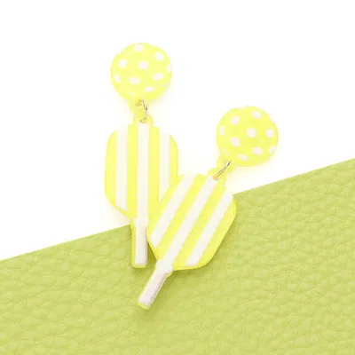 Fashnzfab Resin Pickleball Paddle Dangle Earrings In Green
