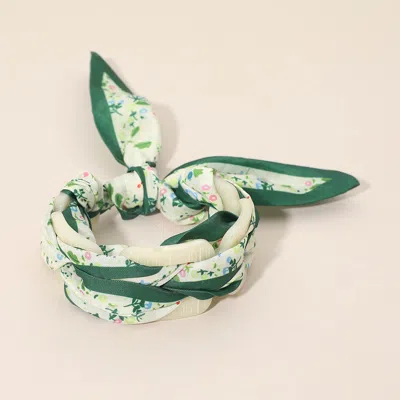 Fashnzfab Resin Rectangular Link Patterned Fabric Fabric Scarf Adjustable Bracelet In Multi
