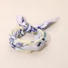 Fashnzfab Resin Rectangular Link Patterned Fabric Scarf Adjustable Bracelet In Purple