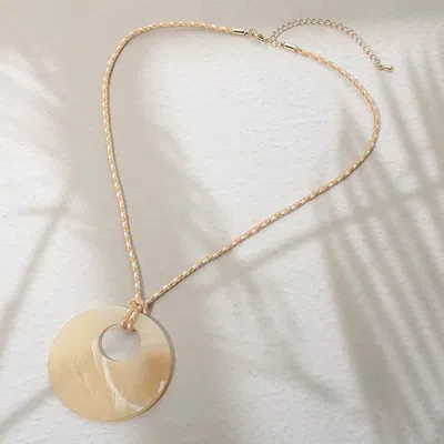 Fashnzfab Resin Ring Pendant Cord Necklace In Multi