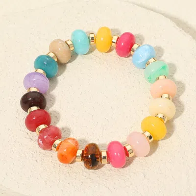 Fashnzfab Resin Round Beaded Stretch Bracelet In Blue