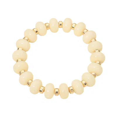 Fashnzfab Resin Round Beaded Stretch Bracelet In Gold