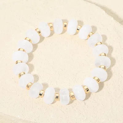 Fashnzfab Resin Round Beaded Stretch Bracelet In Pink