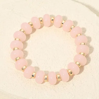 Fashnzfab Resin Round Beaded Stretch Bracelet In Pink