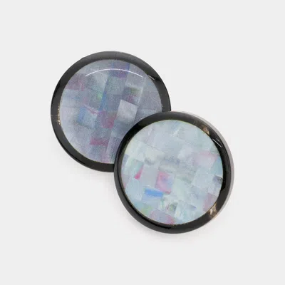 Fashnzfab Resin Round Stud Earrings In Black