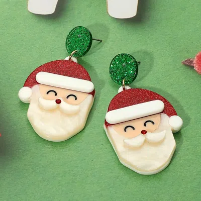 Fashnzfab Resin Santa Dangle Earrings In Gray
