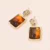 Fashnzfab Resin Square Dangle Earrings In Gold