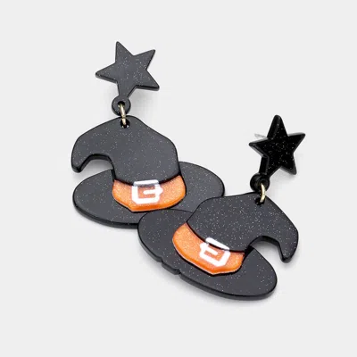 Fashnzfab Resin Star Witch Hat Link Dangle Earrings In Gray