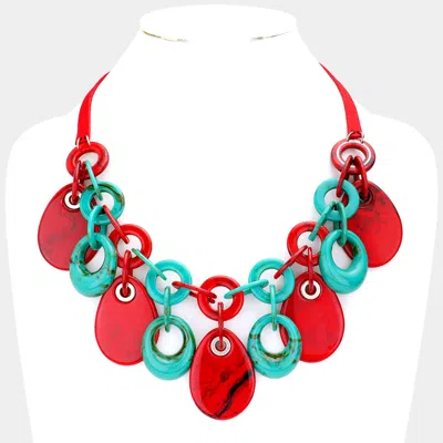 Fashnzfab Resin Teardrop Statement Necklace In Multi
