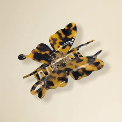 Fashnzfab Resin Tortoise Butterfly Hair Claw Clip In Multi