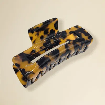 Fashnzfab Resin Tortoise Rectangular Hair Claw Clip In Brown