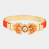 Fashnzfab Resin Utopian Petal Bracelet Gold, Peach In Multi