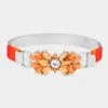 Fashnzfab Resin Utopian Petal Bracelet Peach, Rhodium In Multi