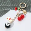Fashnzfab Retro Cherry 8-ball Card Western Hat Charm Embellished Keychain / Bag Charm In Gold