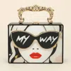 Fashnzfab Retro Pop Art Lady My Way Message Printed Box Clutch Bag / Crossbody Bag In Black