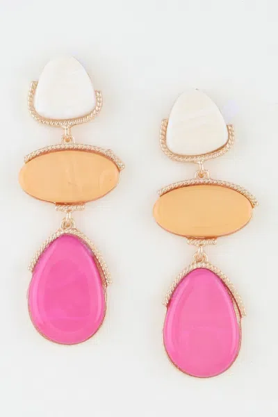 Fashnzfab Retro Stone Triple Drop Earrings In Multi