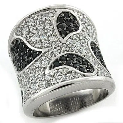 Fashnzfab Reverse Two-tone 925 Sterling Silver Ring With Aaa Grade Cz In Multi Color