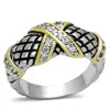 Fashnzfab Reverse Two-tone Brass Ring With Aaa Grade Cz In Clear In Multi