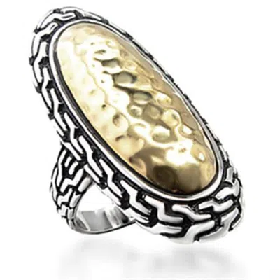 Fashnzfab Reverse Two-tone Brass Ring With No Stone In Metallic