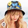 Fashnzfab Reversible Butterfly Flower Print Bucket Hat In Black