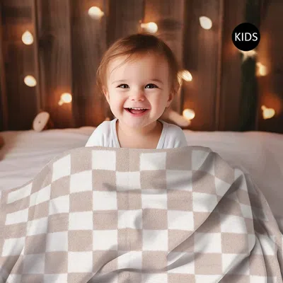 Fashnzfab Reversible Checkered Patterned Kids Throw Blanket In Multi