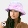 Fashnzfab Reversible Colorful Soft Faux Fur Bucket Hat In Purple