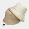 Fashnzfab Reversible Faux Fur Sherpa Bucket Hat In White