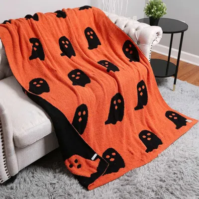 Fashnzfab Reversible Ghost Patterned Throw Blanket In Multi