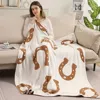 Fashnzfab Reversible Horseshoe Patterned Throw Blanket In White