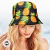 Fashnzfab Reversible Pineapple Print Bucket Hat In Black