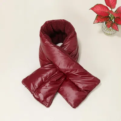 Fashnzfab Reversible Puffer Sherpa Pull Through Scarf In White