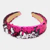Fashnzfab Reversible Sequin Headband In Pink