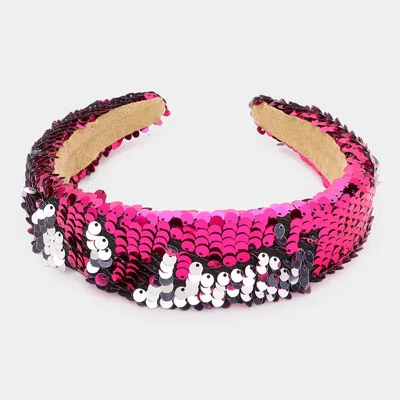 Fashnzfab Reversible Sequin Headband In Pink