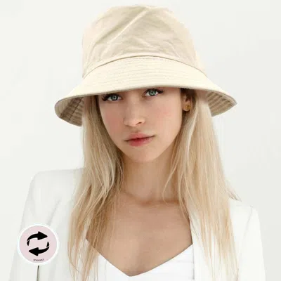 Fashnzfab Reversible Solid Bucket Hat In Neutral