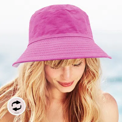 Fashnzfab Reversible Solid Bucket Hat In Pink