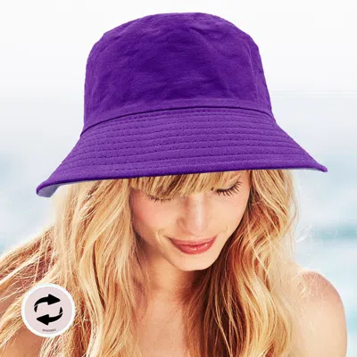 Fashnzfab Reversible Solid Bucket Hat In Purple