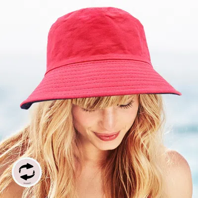 Fashnzfab Reversible Solid Bucket Hat In Red