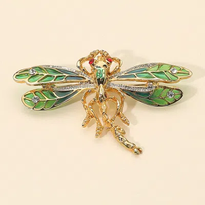 Fashnzfab Rhinestone Accent Dragonfly Pin Brooch In Multi