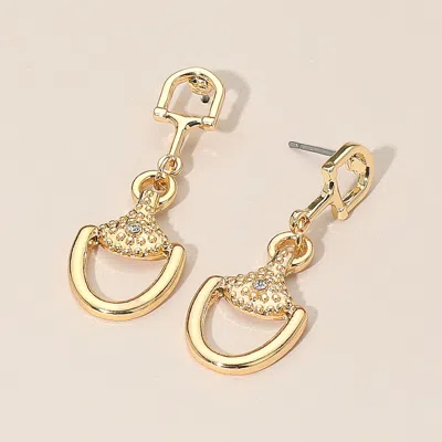 Fashnzfab Rhinestone Accent Modern Horsebit Link Drop Earrings In Multi
