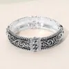 Fashnzfab Rhinestone Accent Ornate Stretch Bracelet Antique Silver, Clear In Multi