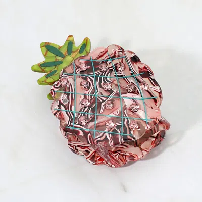 Fashnzfab Rhinestone Accent Pineapple Hair Claw Clip In Pink