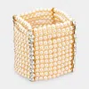 Fashnzfab Rhinestone Accented Pearl Multi Stretch Bracelet Clear, Cream In Multi