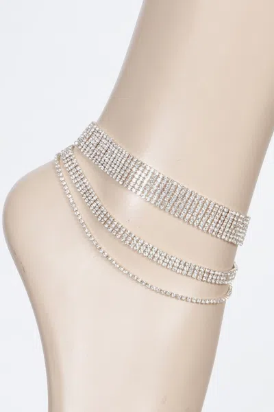 Fashnzfab Rhinestone Anklet Lightweight Sparkle Design In Multi