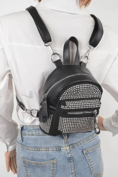 Fashnzfab Rhinestone Backpack In Black