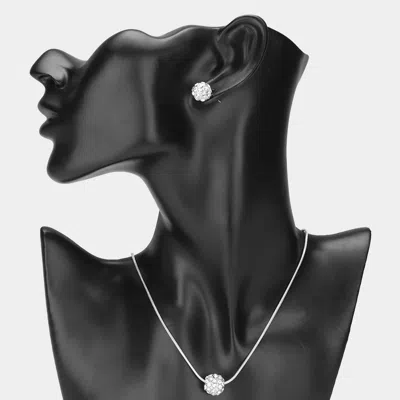 Fashnzfab Rhinestone Ball Pendant Necklace In Metallic