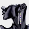 Fashnzfab Rhinestone Bead Long Drop Earrings In Multi