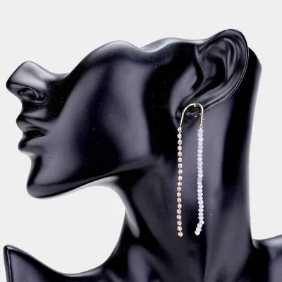 Fashnzfab Rhinestone Bead Long Drop Earrings In Multi
